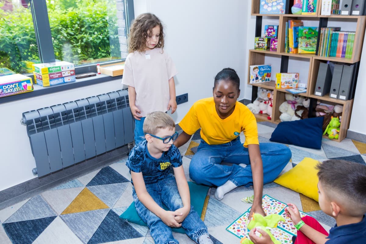 Teacher with kids